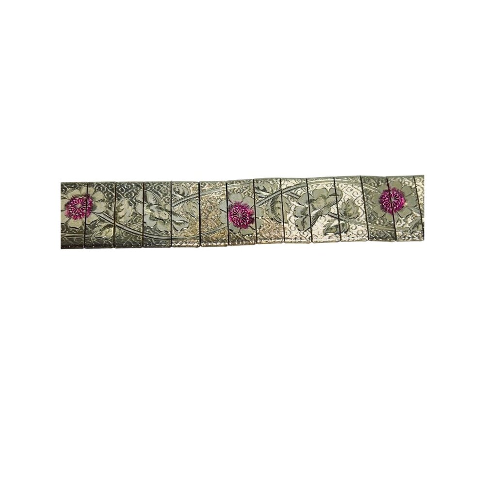 Vintage Gold Tone Floral Paneled Bracelet (6145) - Picture 6 of 10